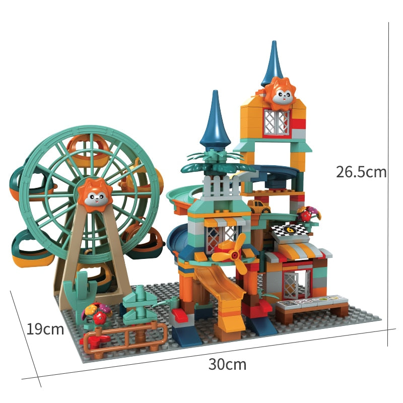 Marble run building castle blocks