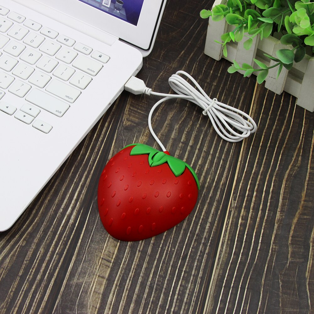 Strawberry wired mouse is portable