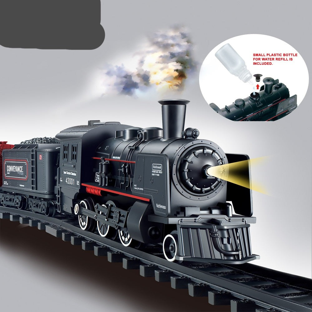 Railway freight train water steam locomotive toy