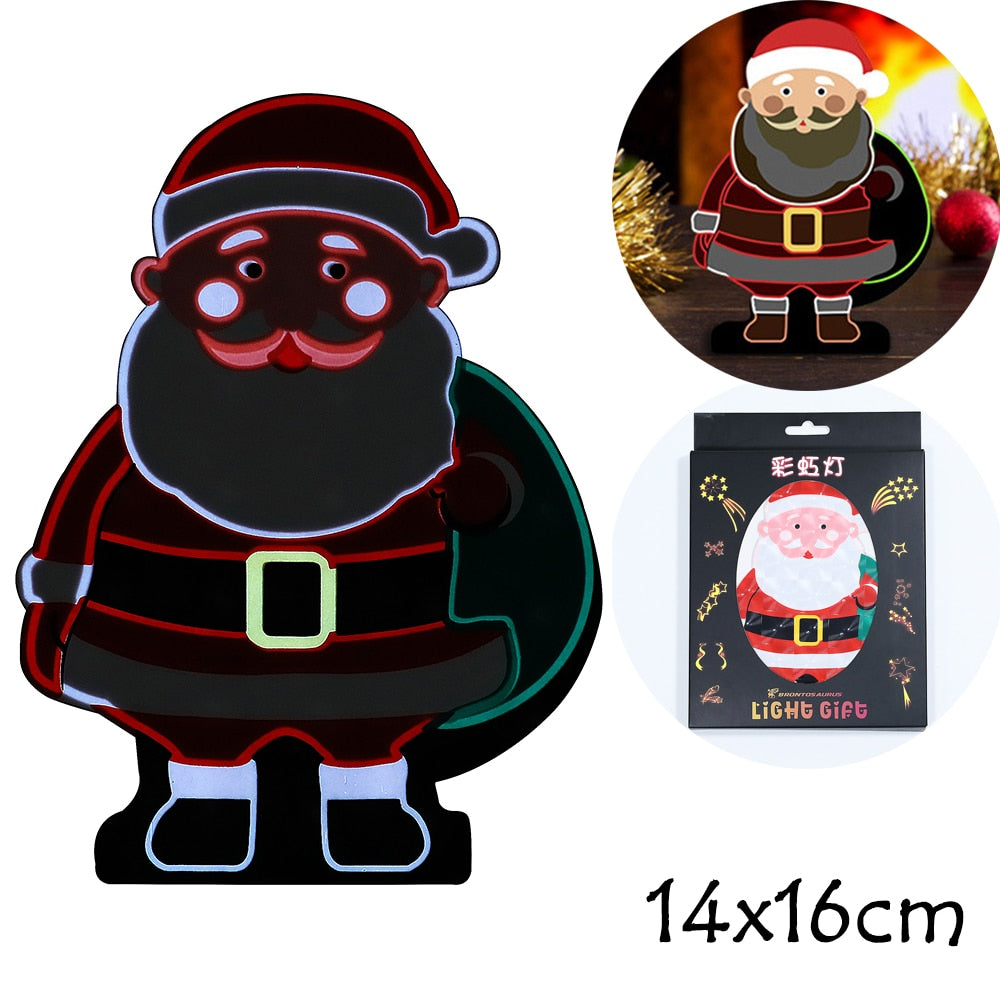 Rainbow Neon Lights Christmas LED Lights Christmas Tree Santa