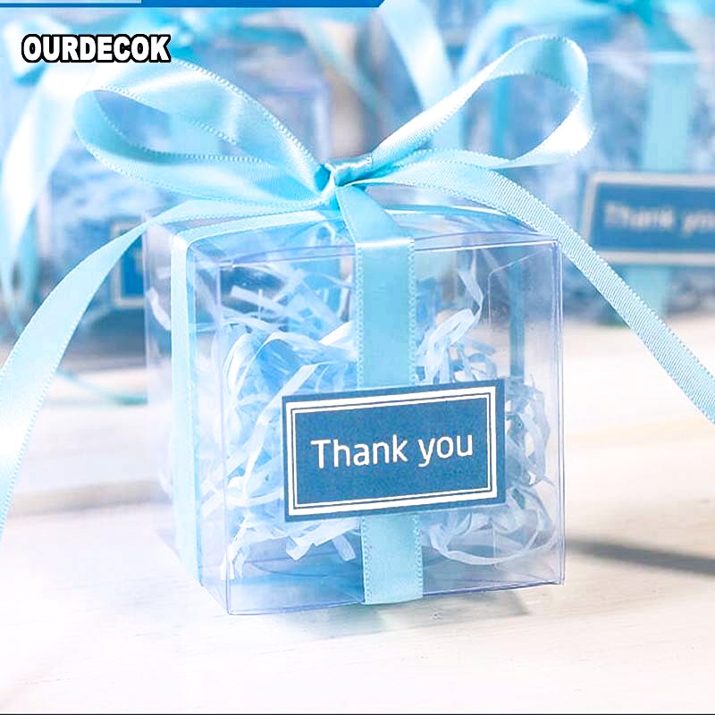 100 Pieces/lot Clear square PVC Birthday Gift Box
