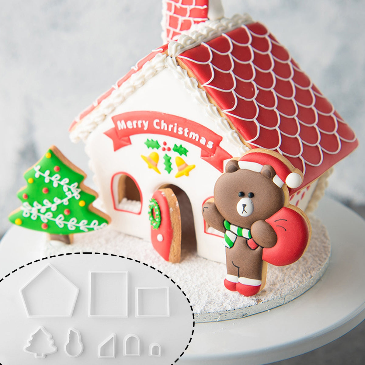 8Pcs Plastic Cookie Cutter  Christmas Gingerbread House