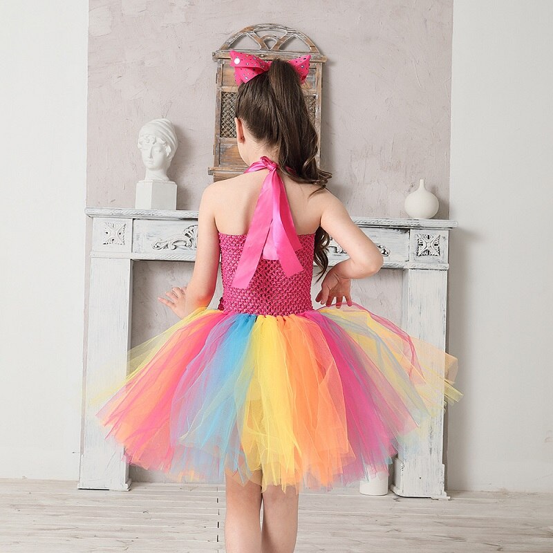 Jojo Siwa Tutu Dress with Hair  Rainbow Girls Princess Dress