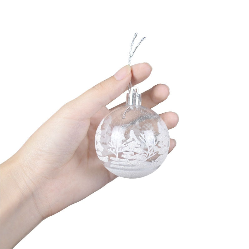 6pcs 6cm Transparent Snow Christmas Balls