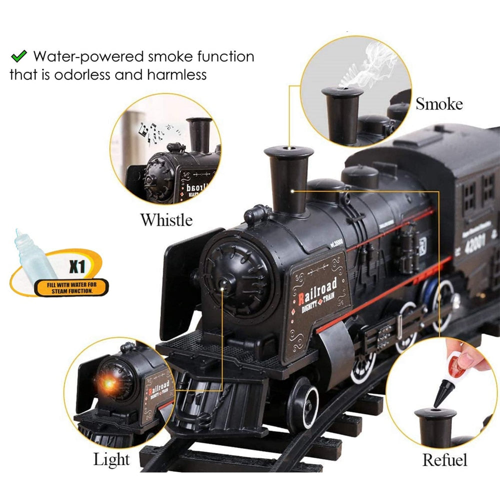 Railway freight train water steam locomotive toy