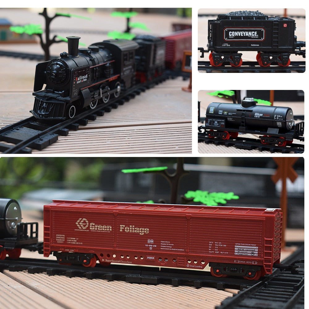 Railway freight train water steam locomotive toy