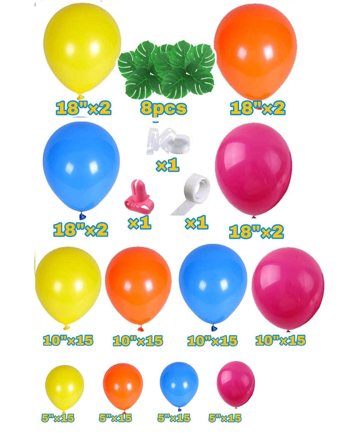 139 PCS Latex Balloon Palm Leaf Tropical Pool Party