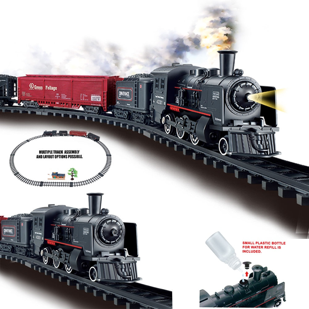 Railway freight train water steam locomotive toy