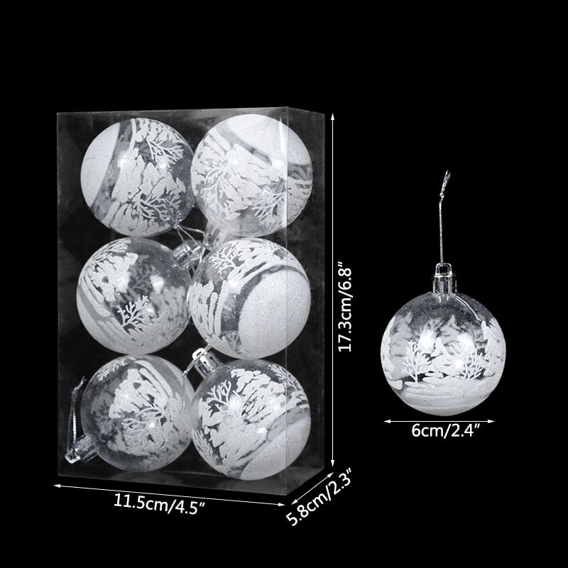 6pcs 6cm Transparent Snow Christmas Balls