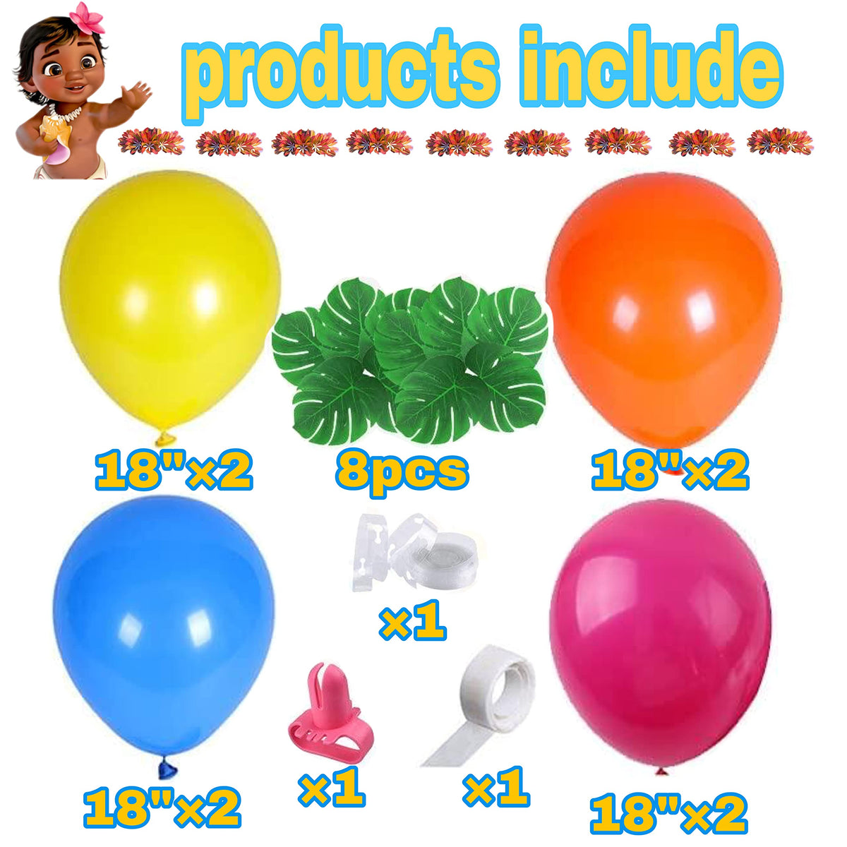 139 PCS Latex Balloon Palm Leaf Tropical Pool Party