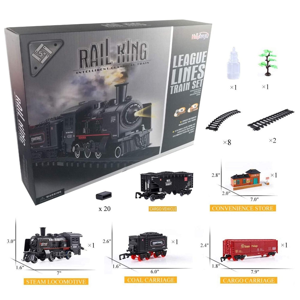 Railway freight train water steam locomotive toy