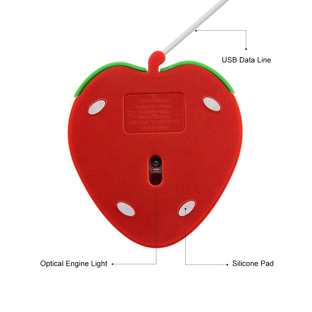 Strawberry wired mouse is portable