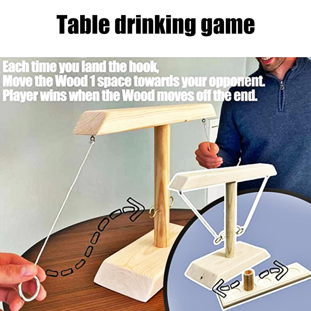 Ring throw handheld wooden board game