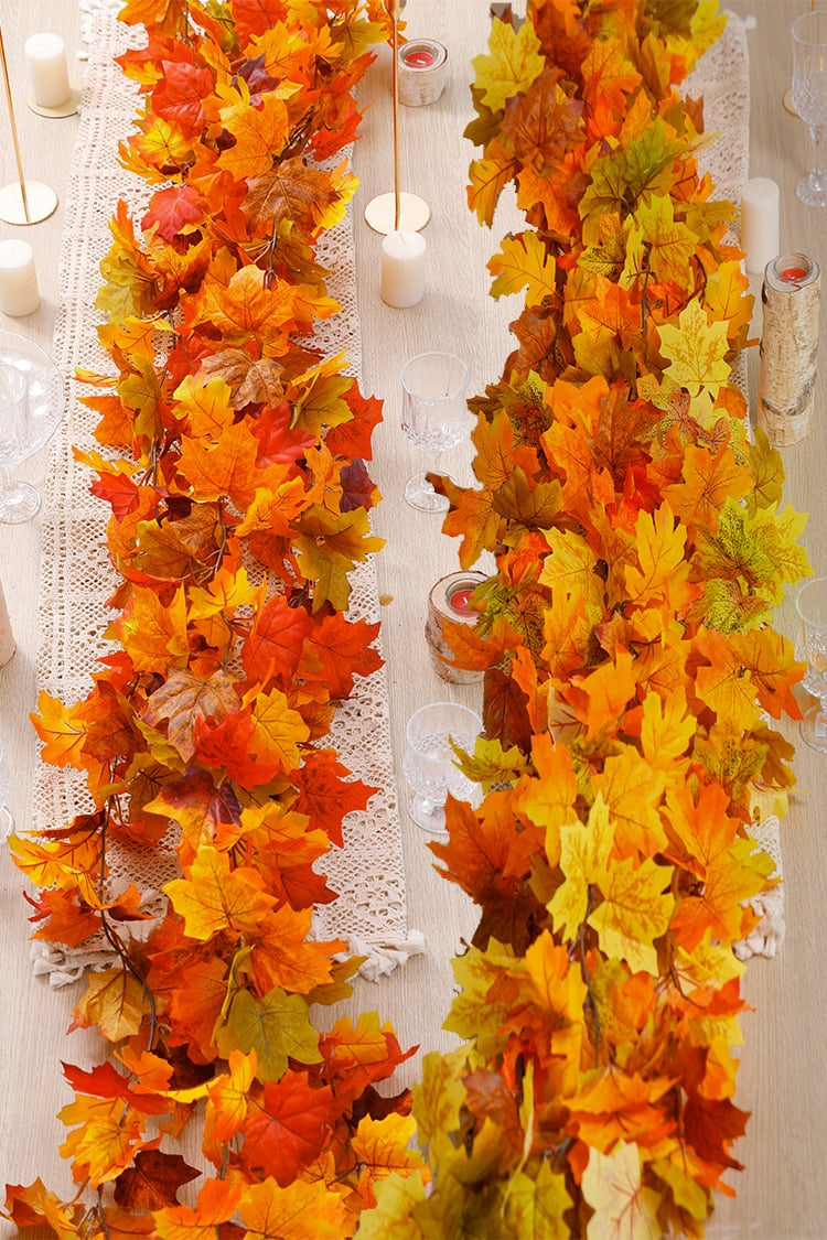 Autumn Decoration Artificial Maple Leaves Garland