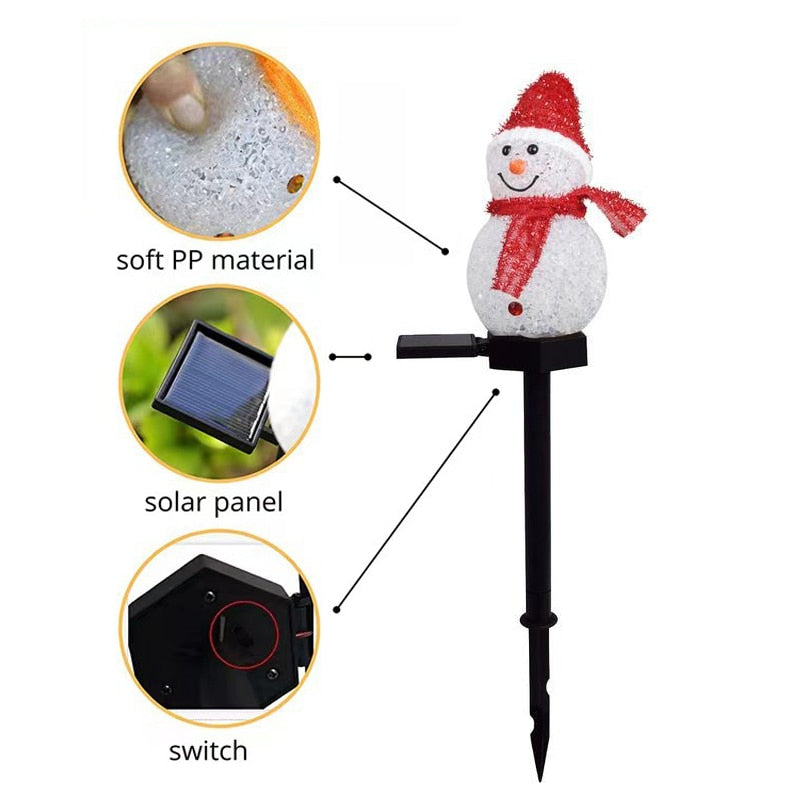 Christmas Solar LED Lights Snowman Garden Decoration