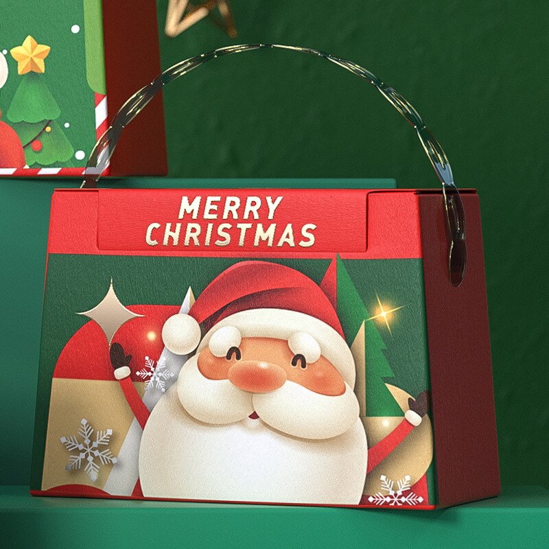 10Pcs Santa Claus Hand Carrying Gift Box Merry Christmas Eve