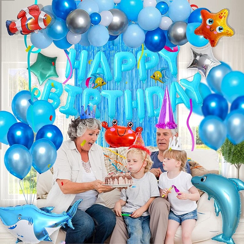 Ocean Themed Birthday Party Balloons Decoration