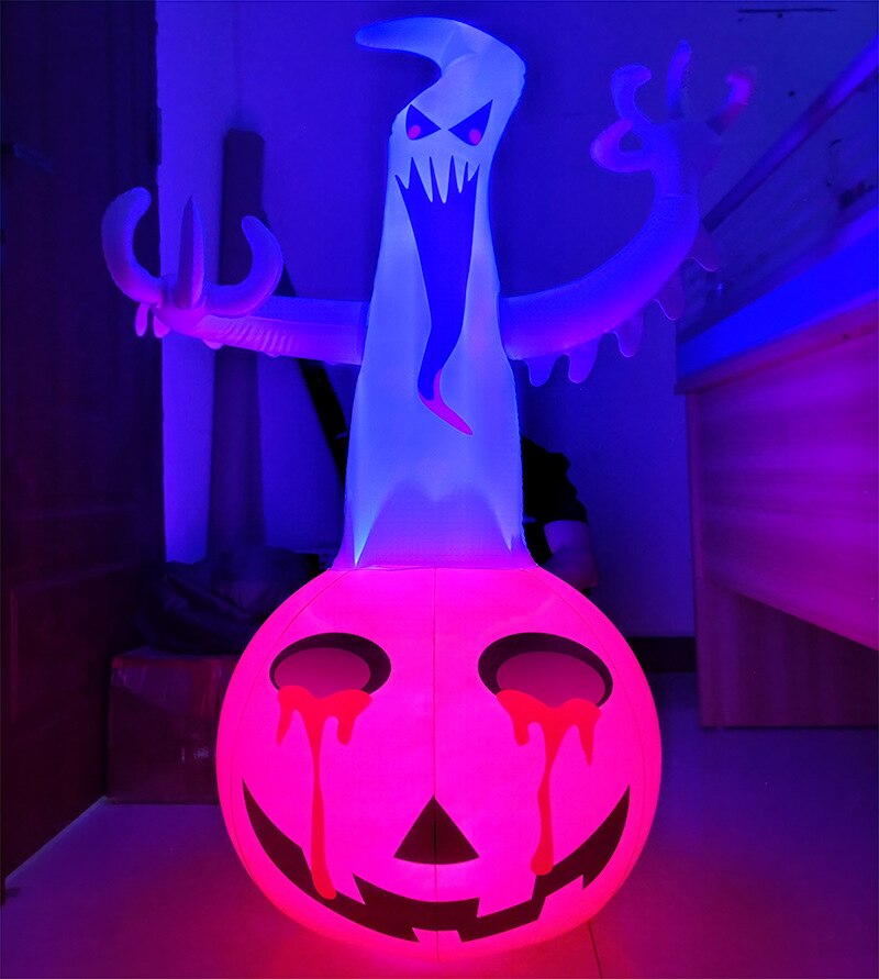 120cm Halloween Inflatable Pumpkin Ghost Ornament Horror Glowing Toys