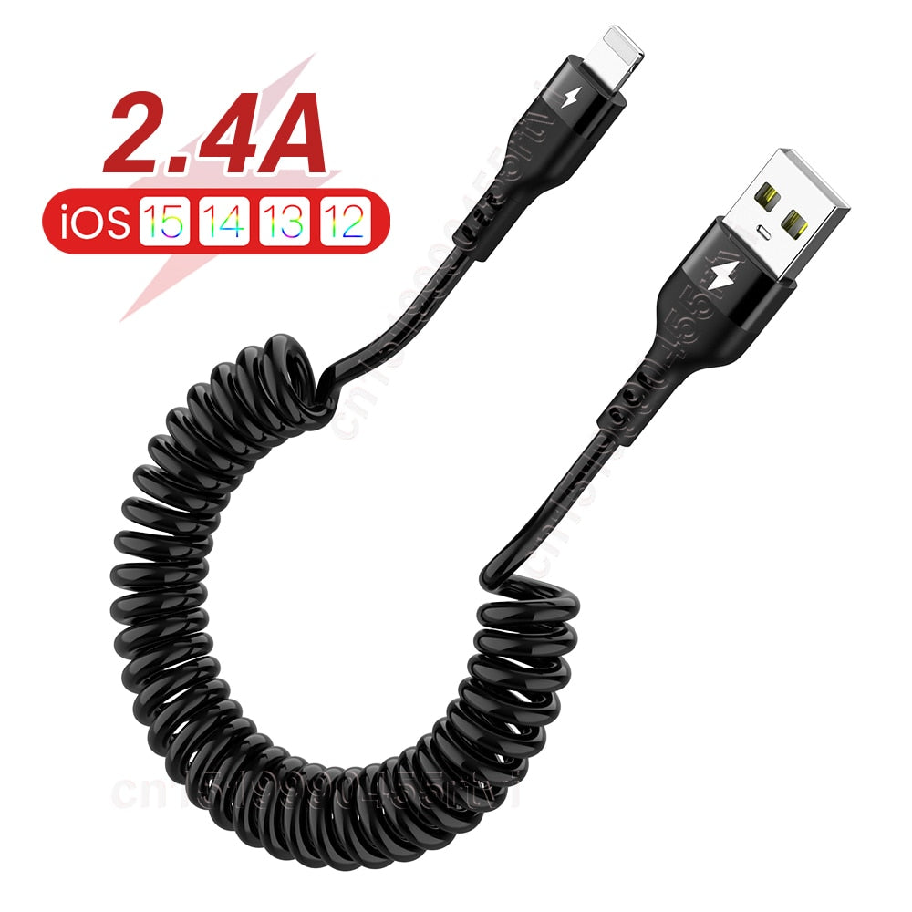 Spring USB Cable for iPhone 14 13 12 11 Pro Max XS XR X