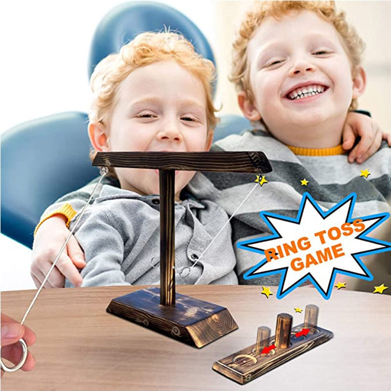 Ring throw handheld wooden board game