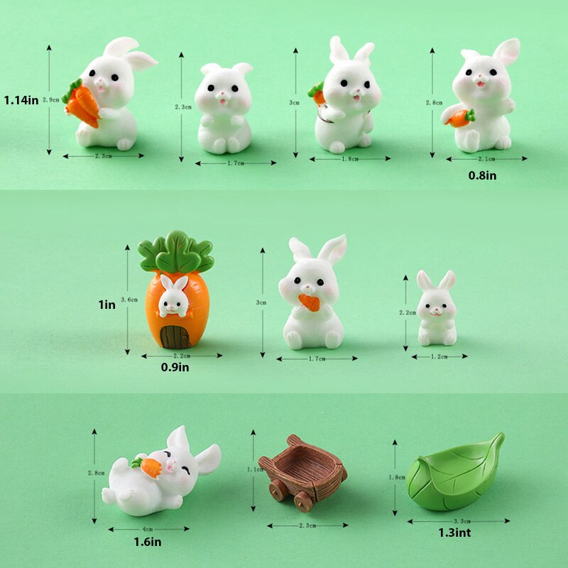 Five rabbit family carrot-leaf boat statues