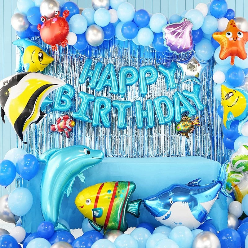 Ocean Themed Birthday Party Balloons Decoration