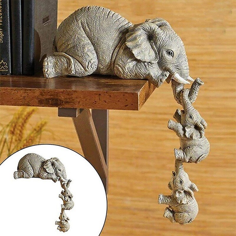 Elephant Holding Baby Elephant Resin Crafts Figurines