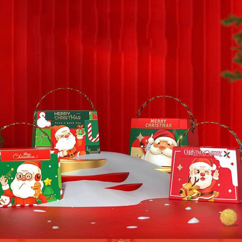 10Pcs Santa Claus Hand Carrying Gift Box Merry Christmas Eve