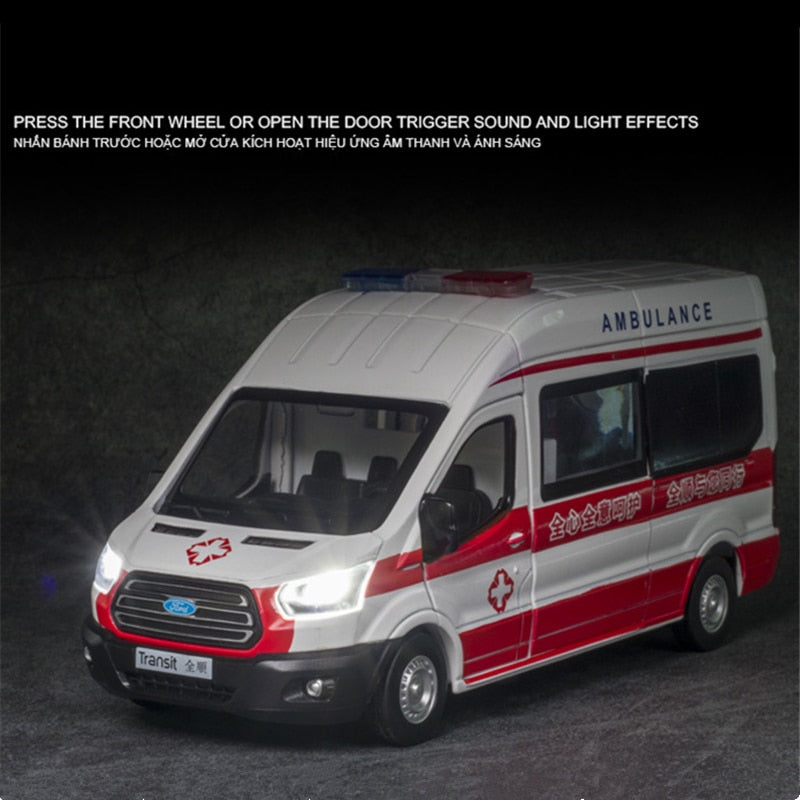 1:34 FORD Transit Alloy Ambulance Vehicles Car Model