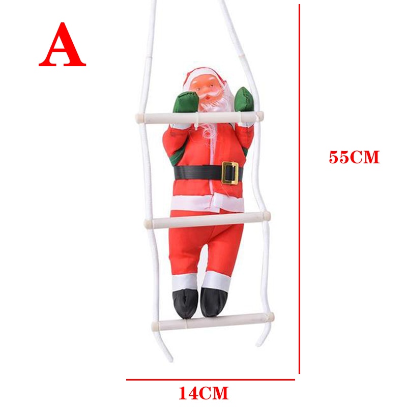 Santa climbs the rope ladder