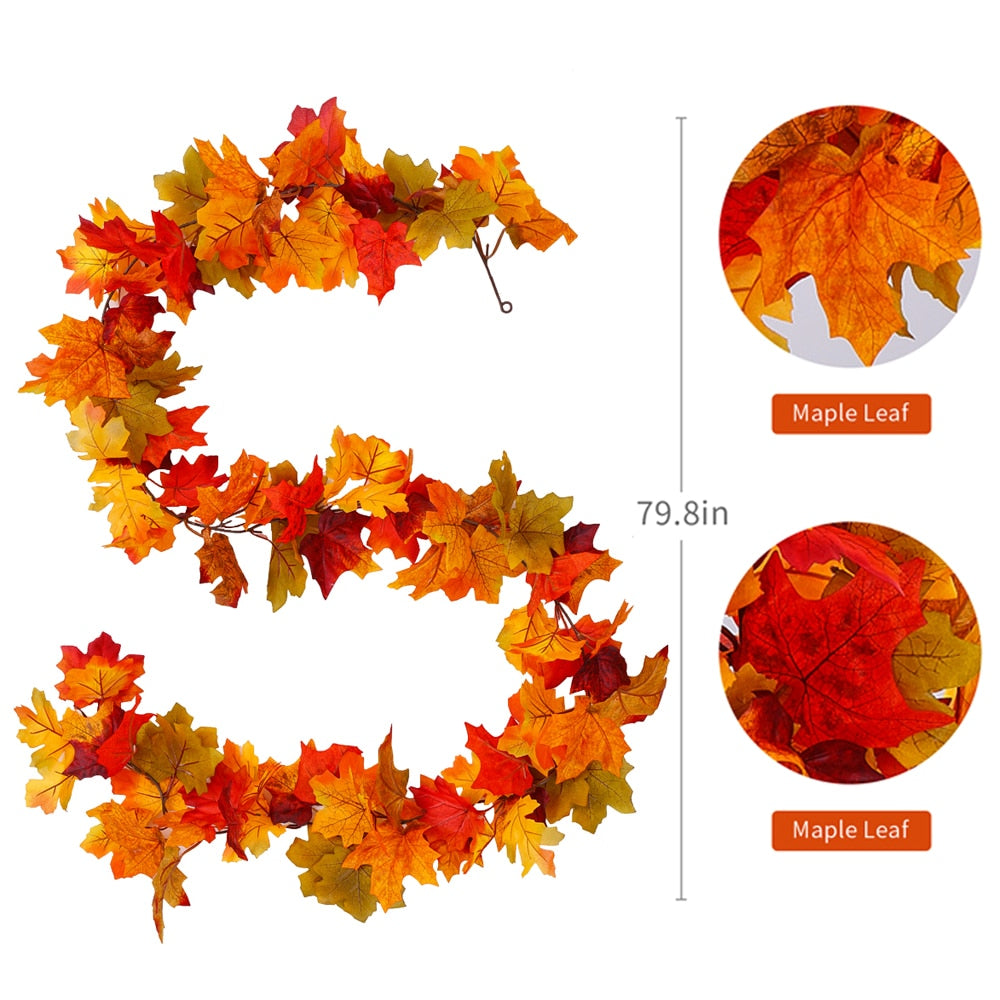 Autumn Decoration Artificial Maple Leaves Garland