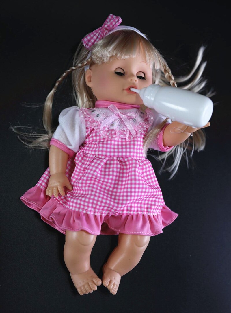 32cm Blinking Feeding Drinking water pee a doll Soft