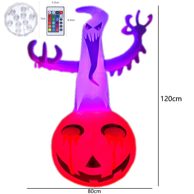 120cm Halloween Inflatable Pumpkin Ghost Ornament Horror Glowing Toys