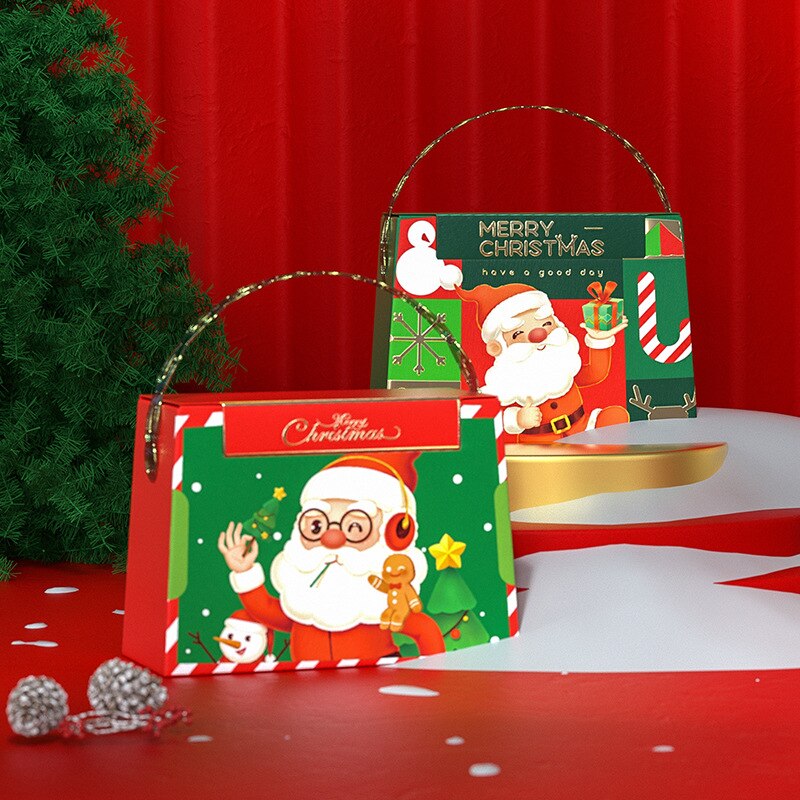 10Pcs Santa Claus Hand Carrying Gift Box Merry Christmas Eve