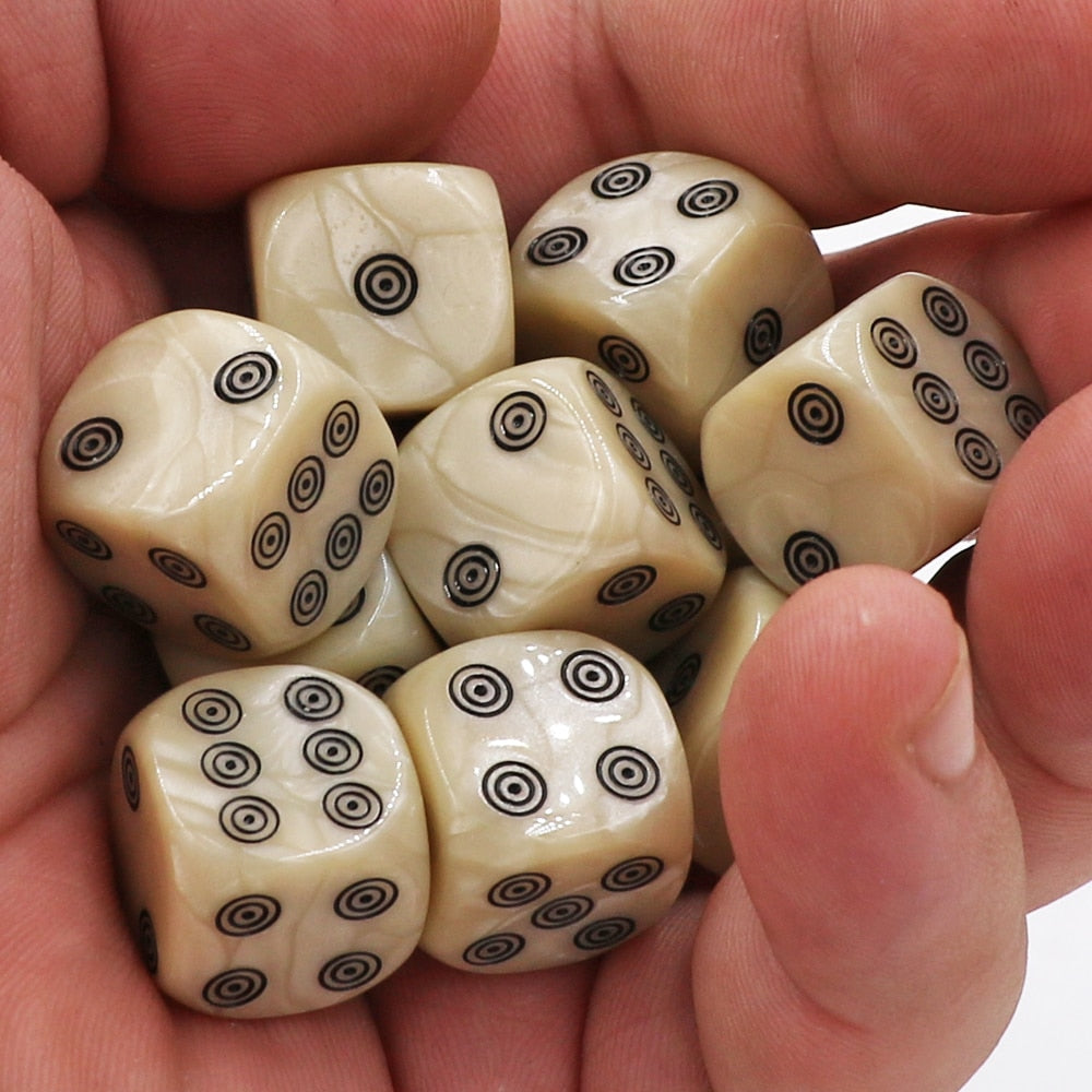 16mm Acrylic Ivory Dice with Bag D6 Dice