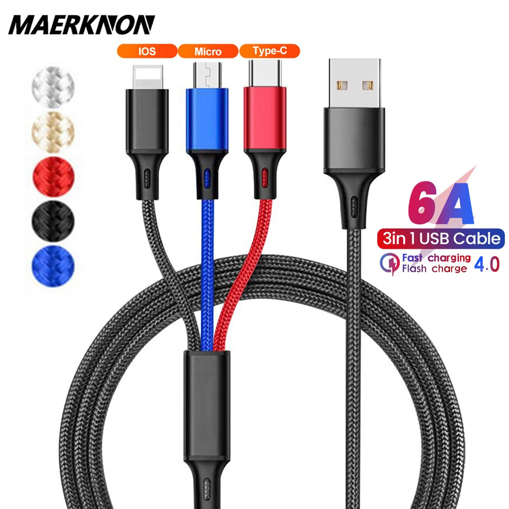 6A USB C Cable 3in1 USB Cable Fast Charging