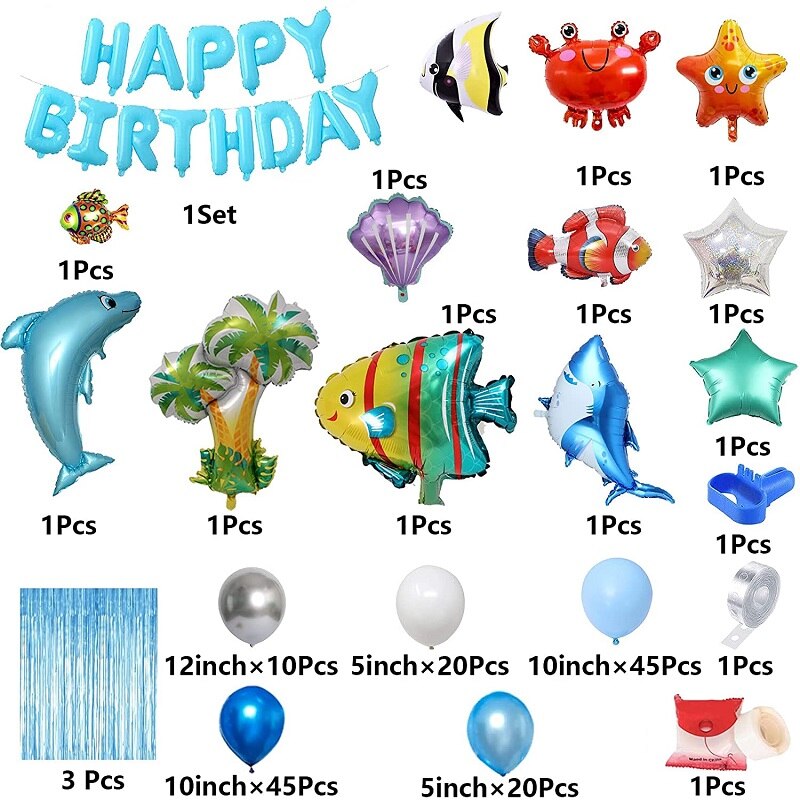 Ocean Themed Birthday Party Balloons Decoration