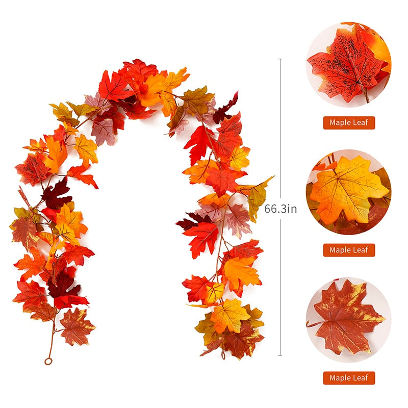 Autumn Decoration Artificial Maple Leaves Garland