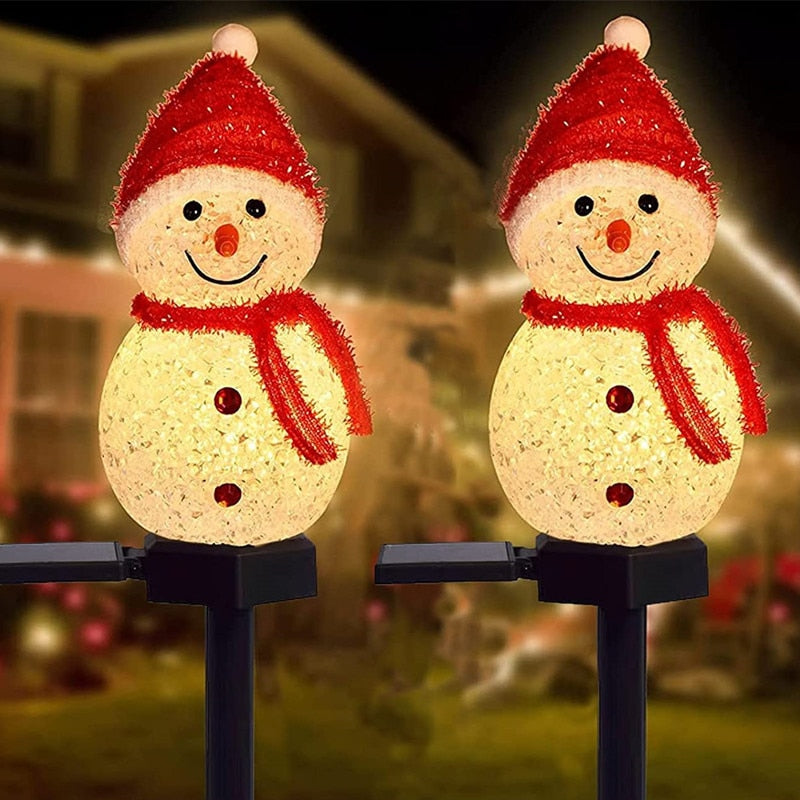 Christmas Solar LED Lights Snowman Garden Decoration