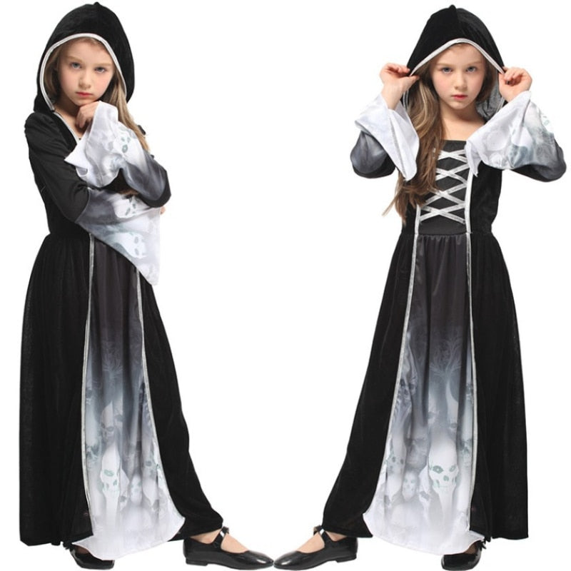 Girls Skull Printin Witch Vampire Carnival  Scary Cosplay