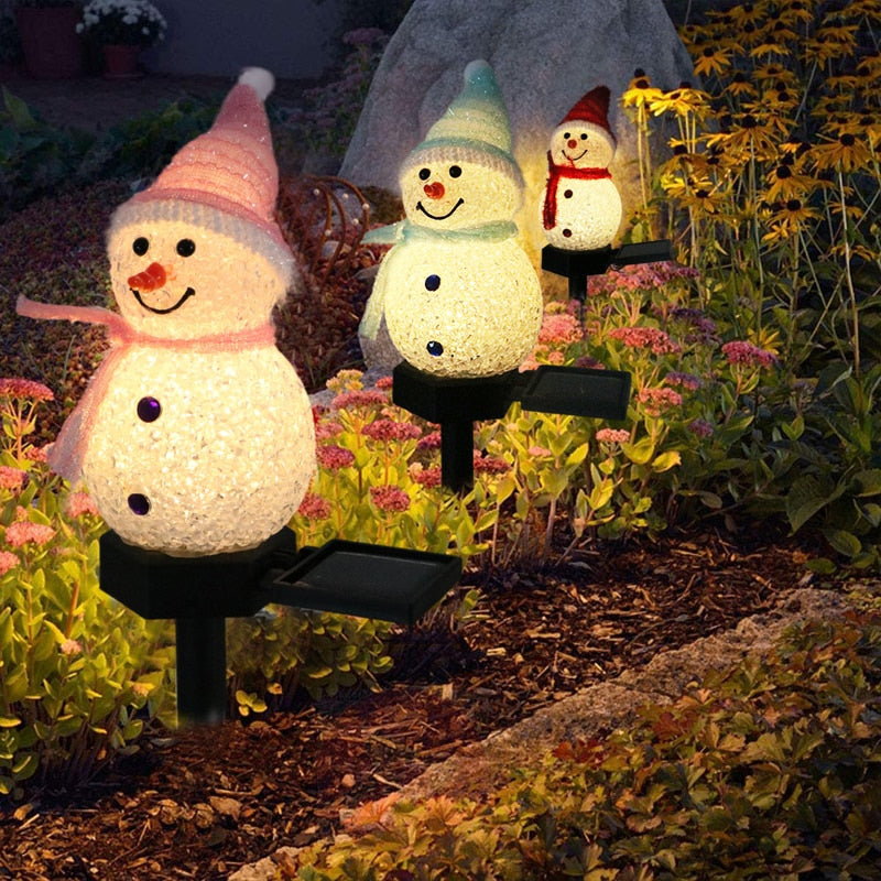 Christmas Solar LED Lights Snowman Garden Decoration