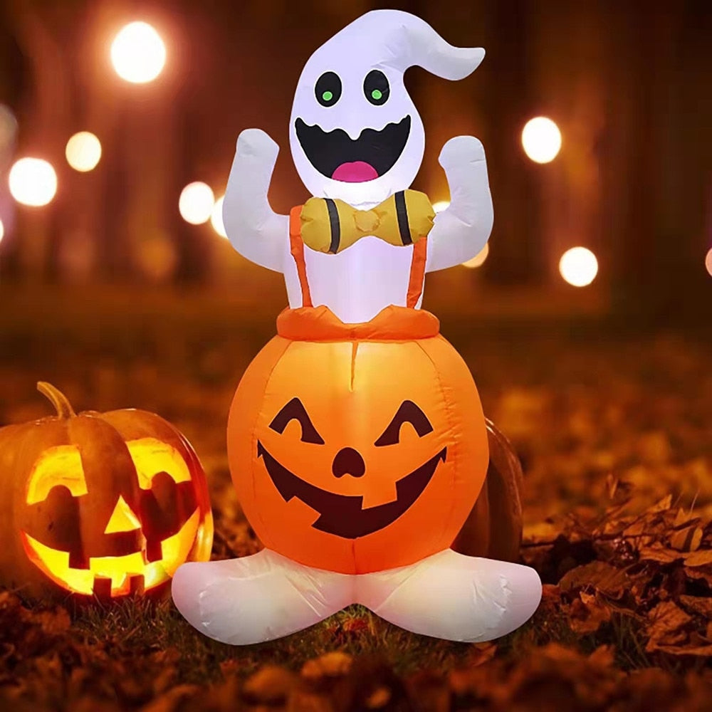 120cm Halloween Inflatable Pumpkin Ghost with LED Lights