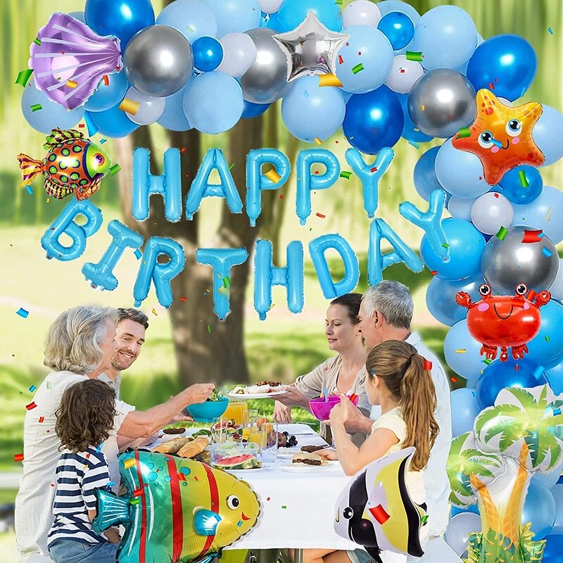 Ocean Themed Birthday Party Balloons Decoration