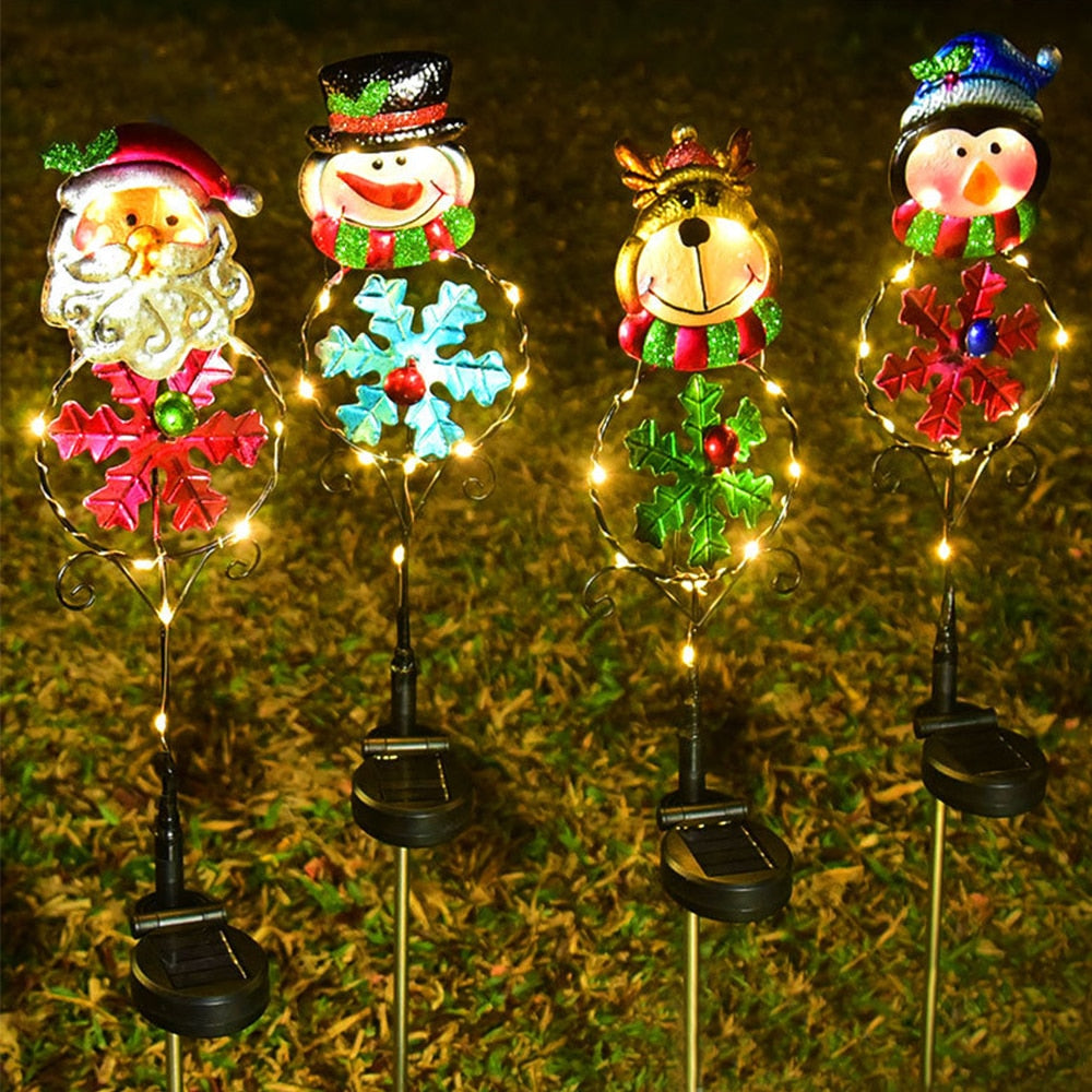 Christmas Solar LED Light Santa Claus Snowman Elk