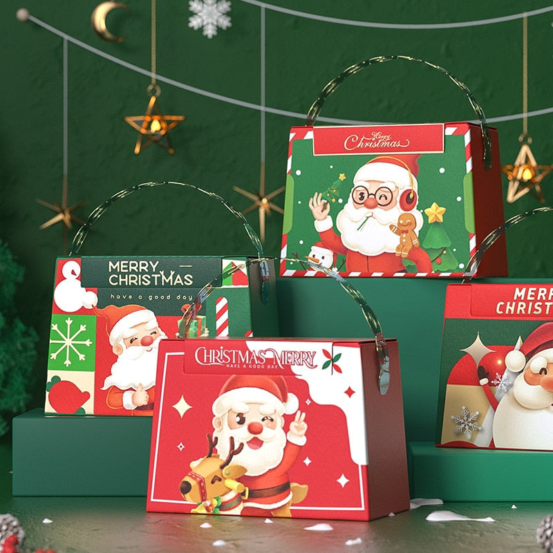 10Pcs Santa Claus Hand Carrying Gift Box Merry Christmas Eve