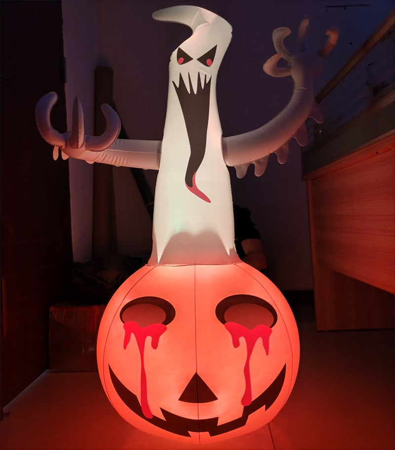 120cm Halloween Inflatable Pumpkin Ghost Ornament Horror Glowing Toys