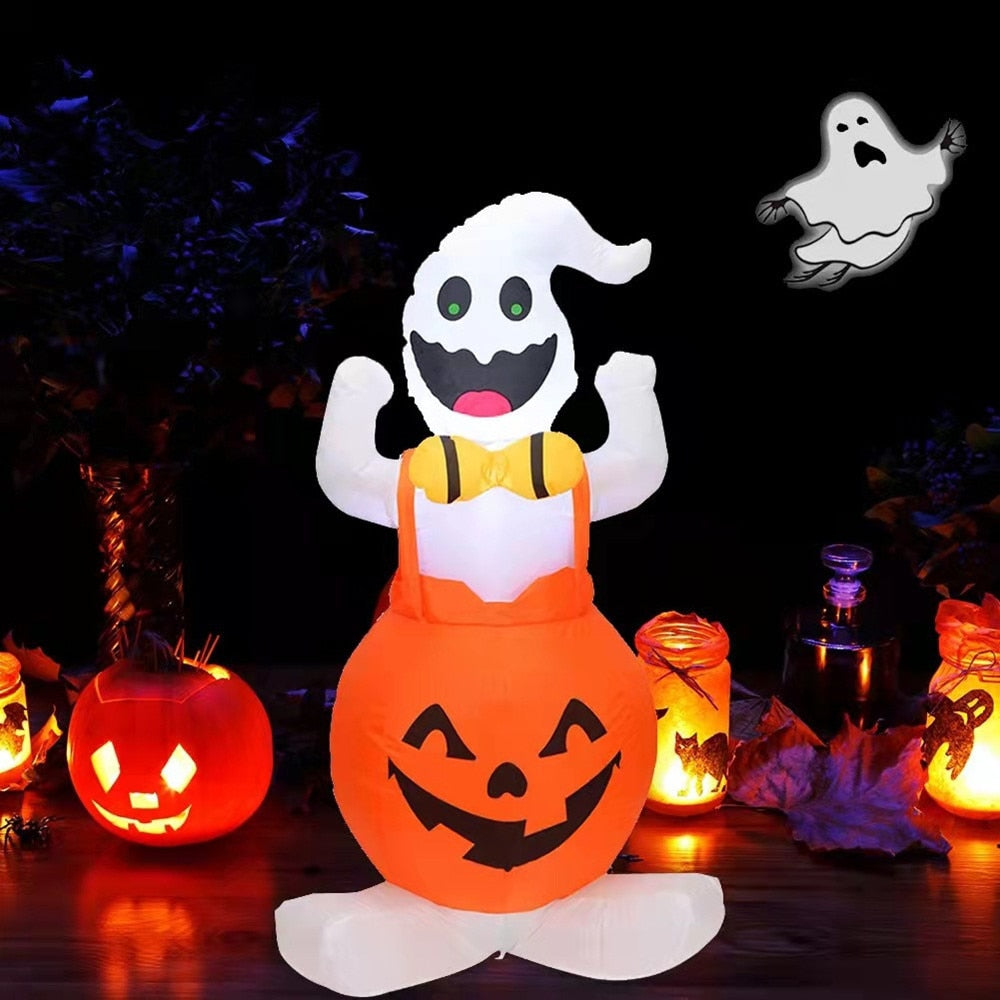 120cm Halloween Inflatable Pumpkin Ghost with LED Lights