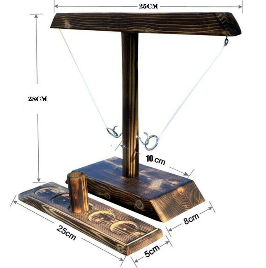 Ring throw handheld wooden board game