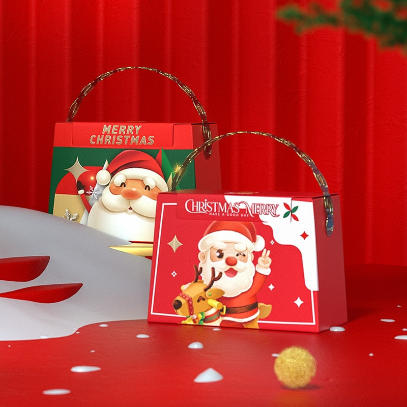 10Pcs Santa Claus Hand Carrying Gift Box Merry Christmas Eve