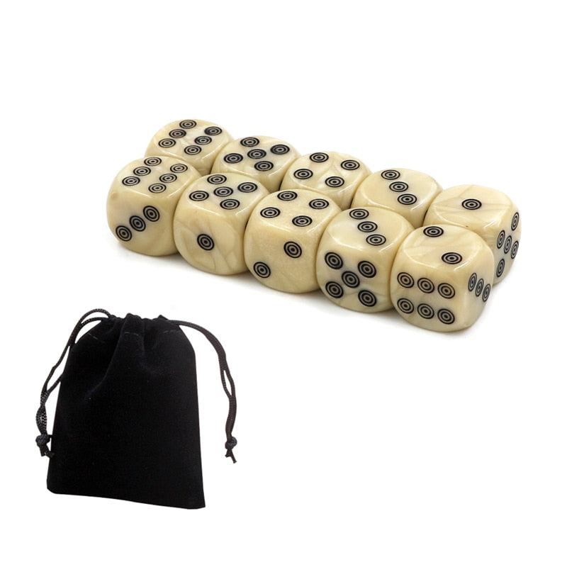 16mm Acrylic Ivory Dice with Bag D6 Dice